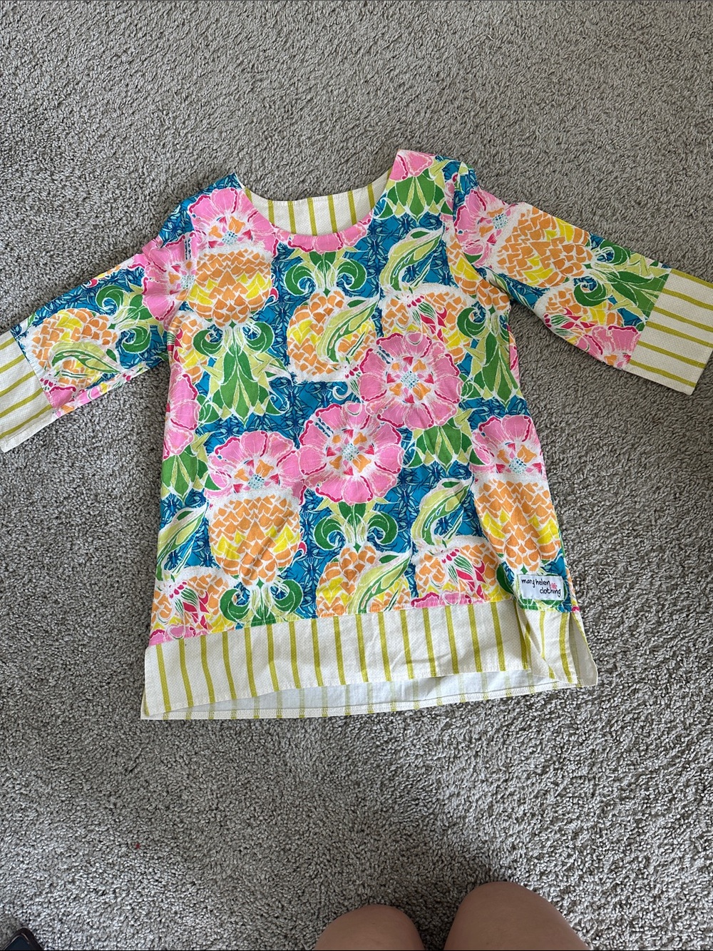 Girls' Floral Stripe Long Sleeve Tunic